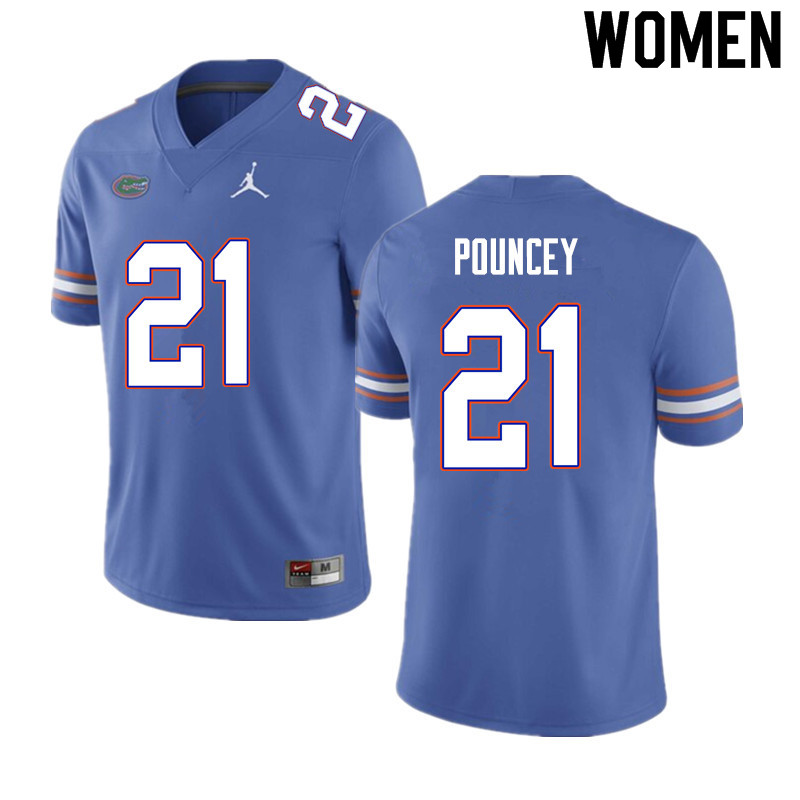 Women #21 Ethan Pouncey Florida Gators College Football Jerseys Sale-Blue - Click Image to Close
